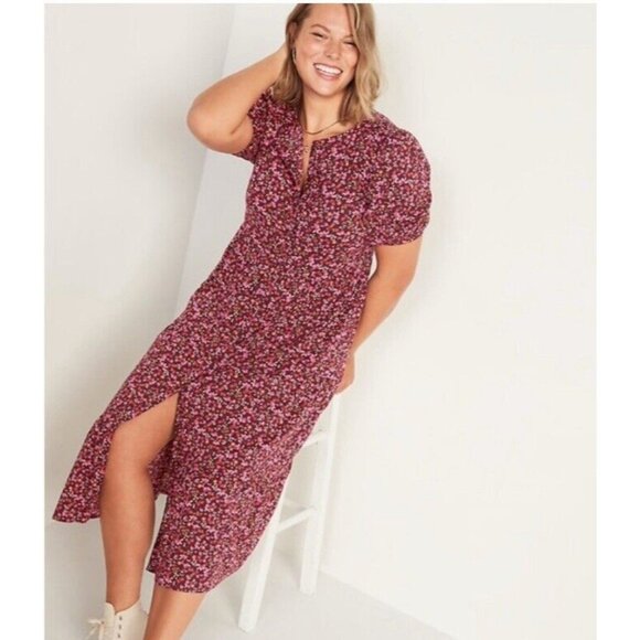Old Navy | Dresses | Old Navy Womens Dress Sz L Ditsy Floral Puff ...